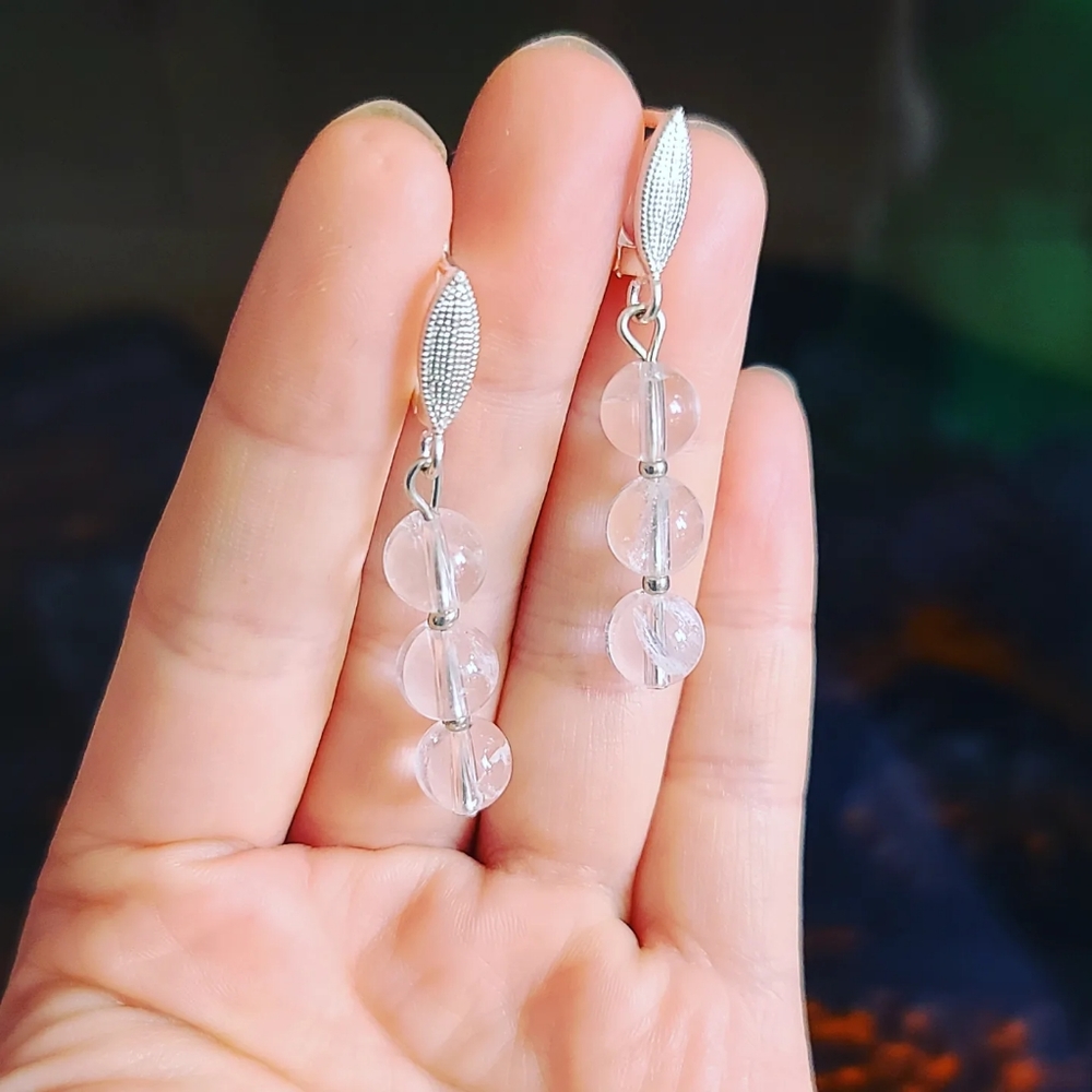 Clear Quartz beaded earrings